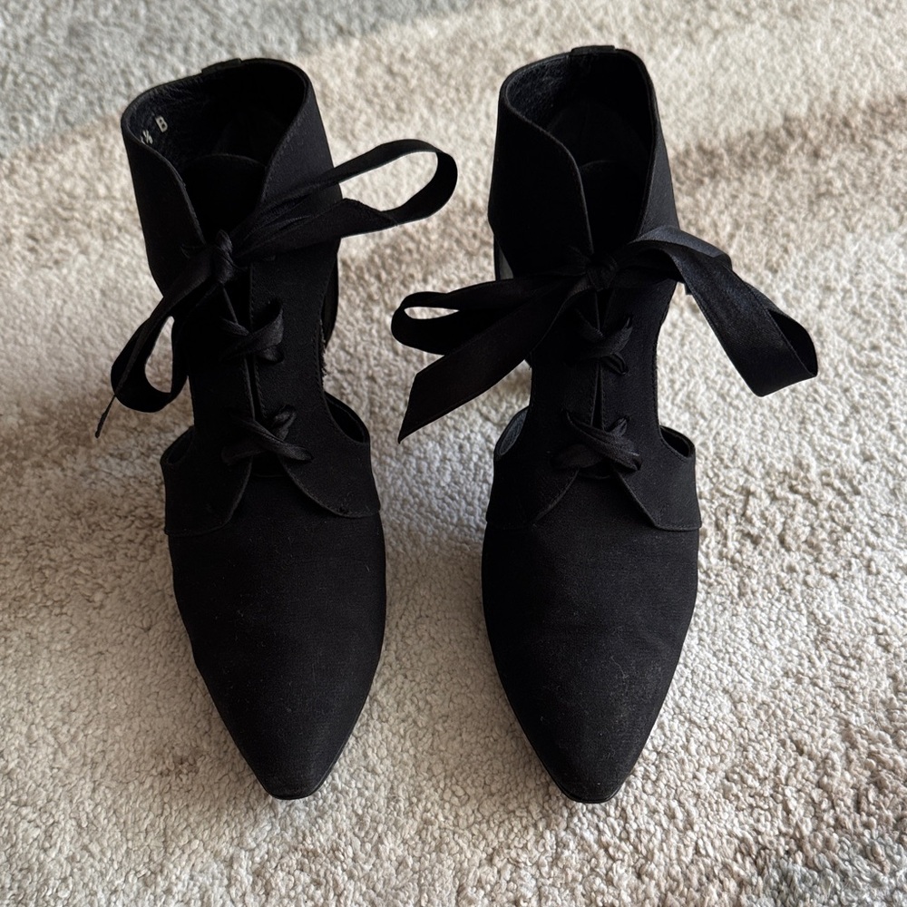 Stuart Weitzman Black Lace-Up Boots